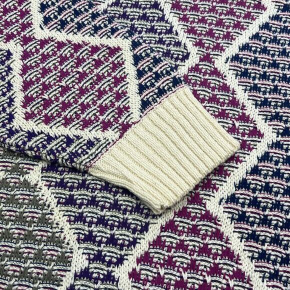 Vintage 90s New Yorker Multicolor 3D Textured Cosby Cotton Sweater USA Made - Picture 6 of 11